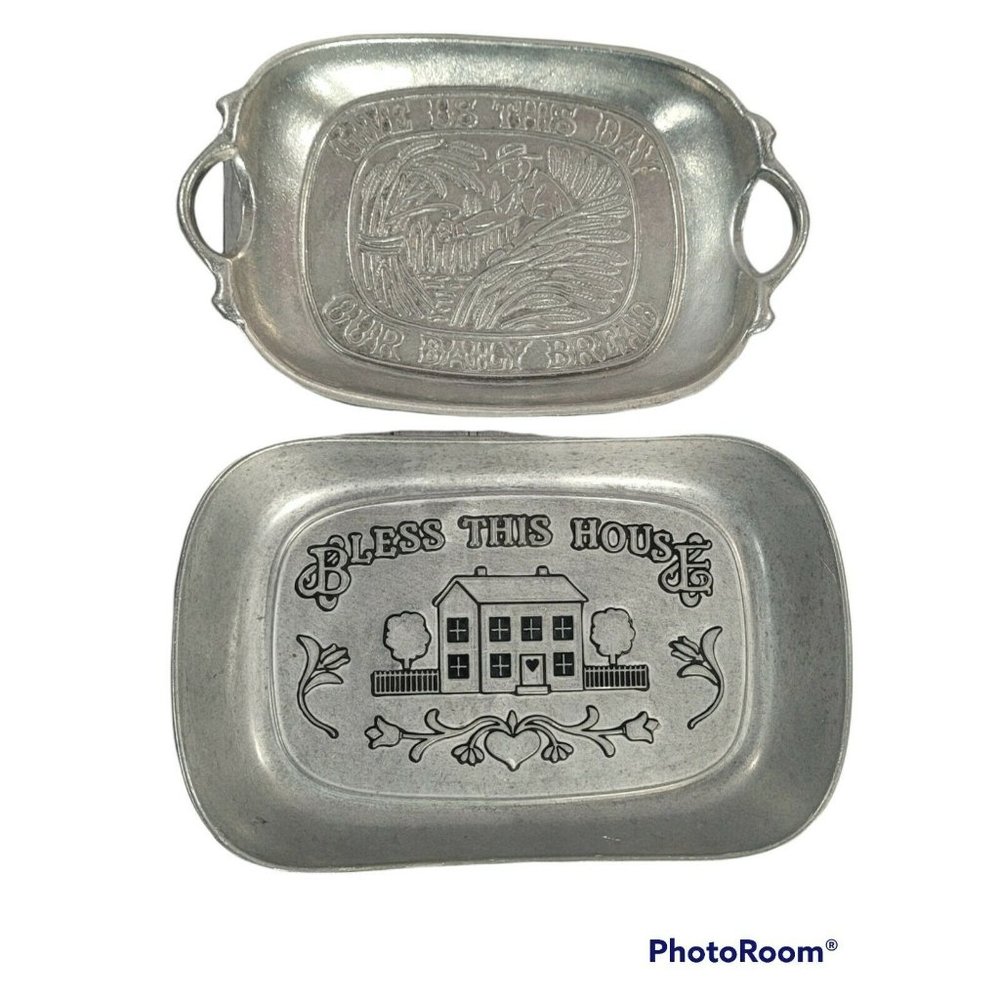 2 Vintage Pewter Trays